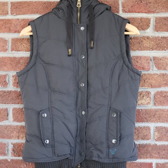 american eagle vest * hooded * size small * black - Picture 1 of 14